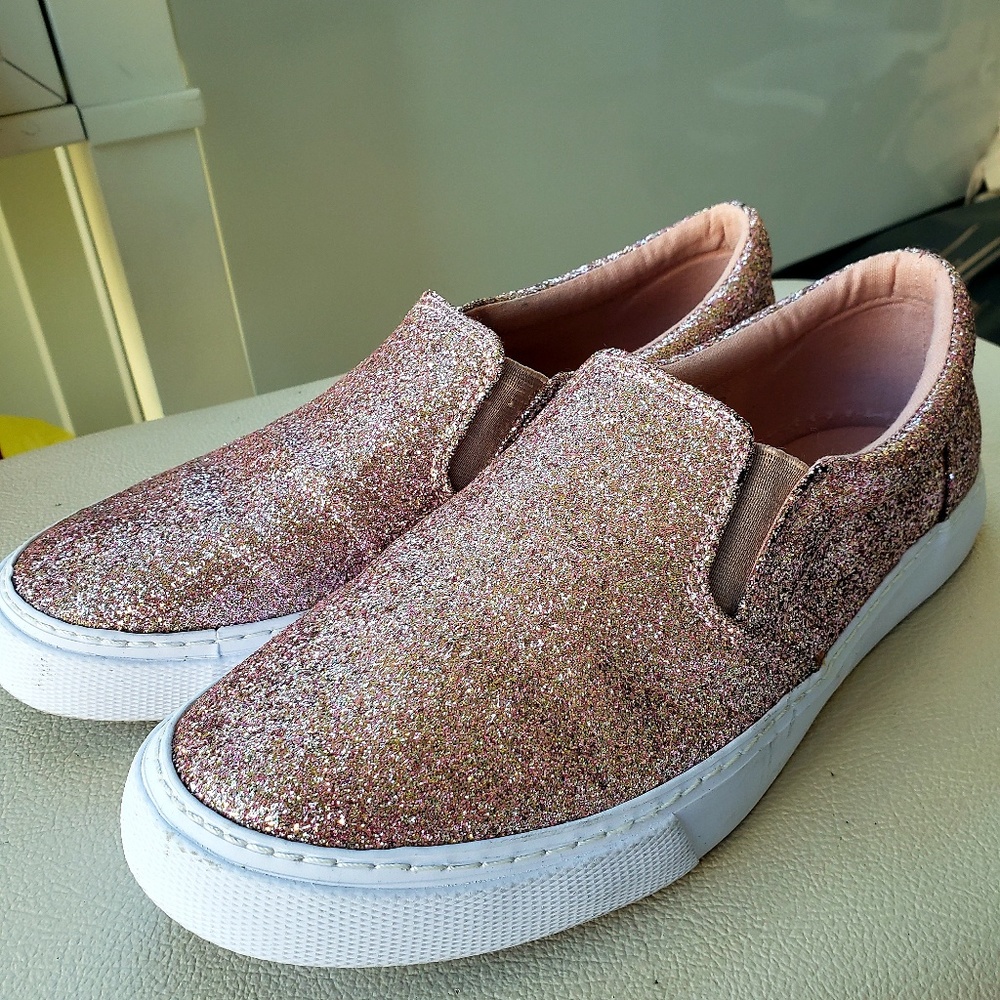 Pink Glitter Slip-on Loafers